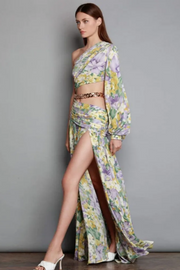 VESTIDO LARGO FLORAL CON CADENA